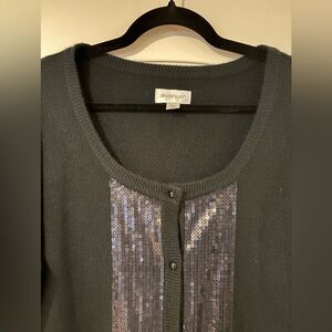 Avenue Black Sequin Women's Cardigan Sweater Size W 18/20